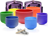 A4 Gaia's Tears 6-12 Inch Rainbow Quartz Crystal Singing Bowls (7PCS with Free Mallets)