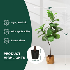6' Artificial Fiddle Leaf Fig Tree