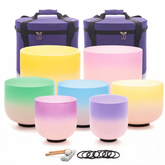 A4 Gaia's Tears 8-14 Inch Color Gradient Crystal Singing Bowls (7PCS with 4 Free Mallets)