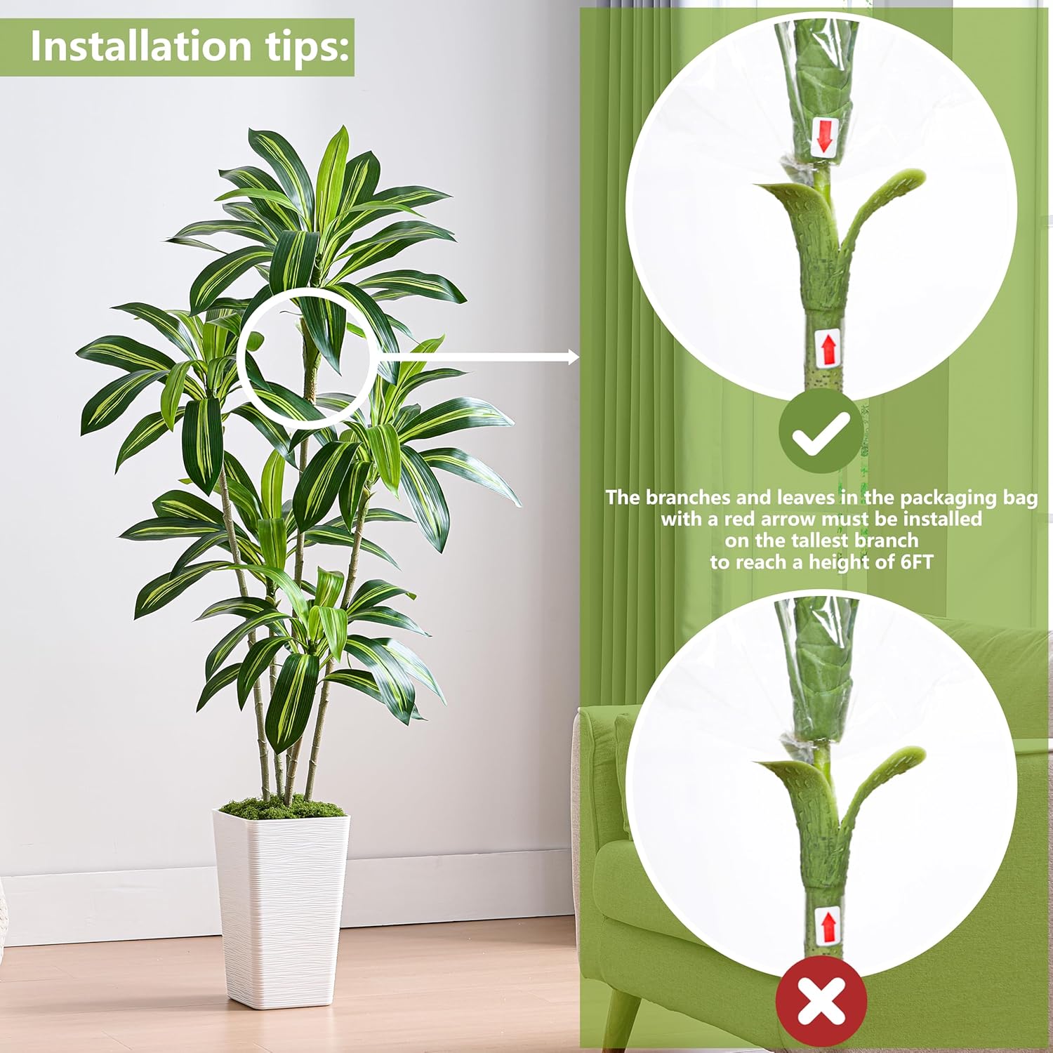 6' Artificial Dracaena tree