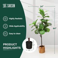 6' Artificial Fiddle Leaf Fig Tree
